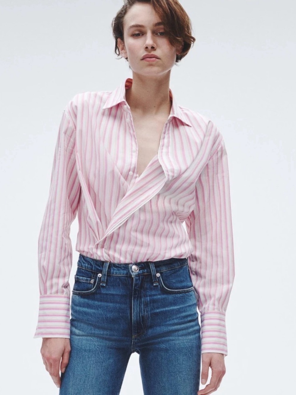 Rag & Bone Women's Pink Striped Button-Down Shirt